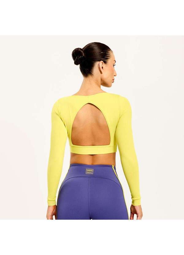 Donna Carioca - Cropped Manga Longa Verde Decote Costas Poliamida com Bojo Verde