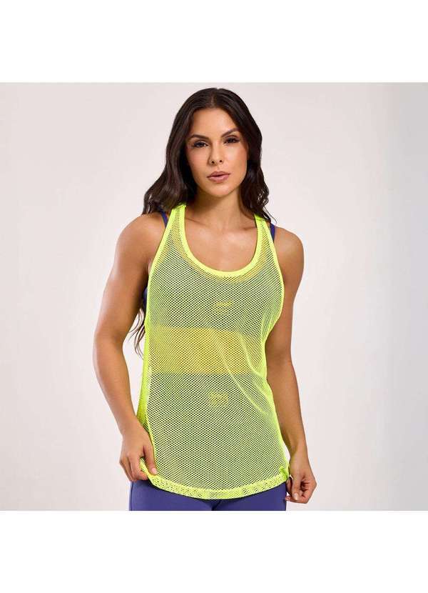 Donna Carioca - Regata de Tela Amarelo Neon com Fita Emborrachada Amarelo