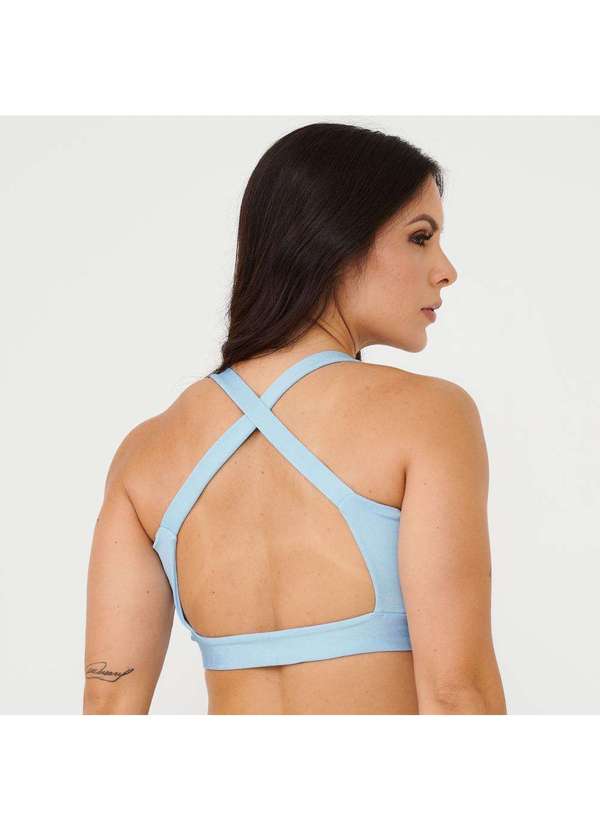 Donna Carioca - Top Faixa com Recortes Azul Céu Platinado com Bojo Azul 2