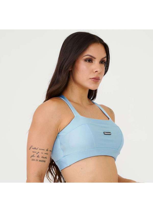 Donna Carioca - Top Faixa com Recortes Azul Céu Platinado com Bojo Azul 3