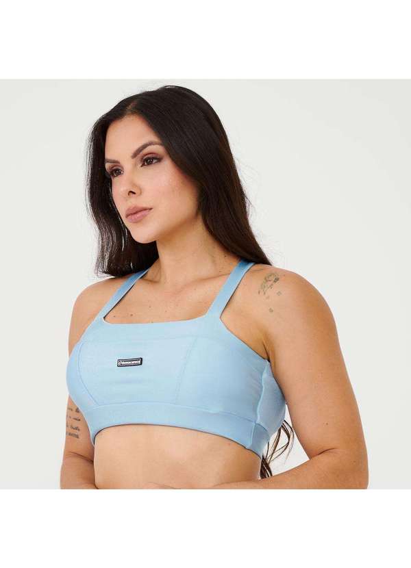 Donna Carioca - Top Faixa com Recortes Azul Céu Platinado com Bojo Azul 4