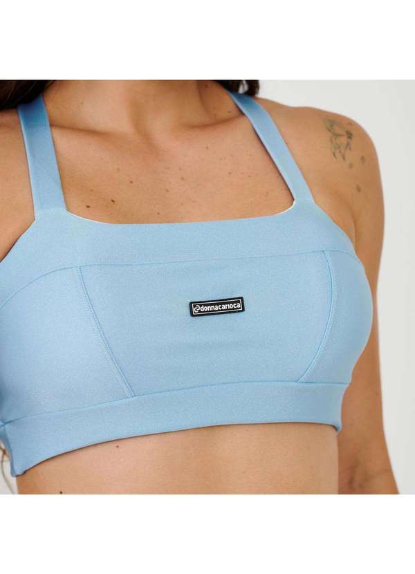 Donna Carioca - Top Faixa com Recortes Azul Céu Platinado com Bojo Azul 5