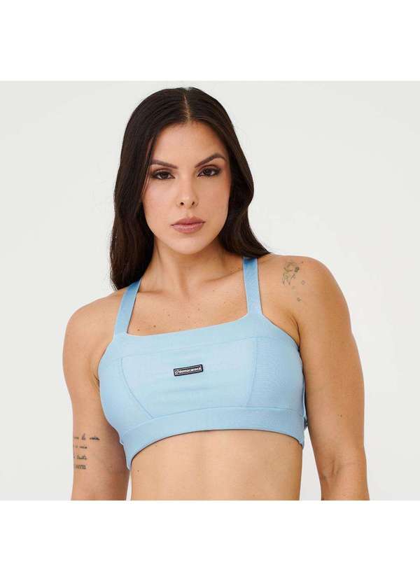 Donna Carioca - Top Faixa com Recortes Azul Céu Platinado com Bojo Azul 6