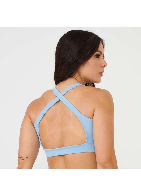 Donna Carioca - Top Faixa com Recortes Azul Céu Poliamida com Bojo Azul 2