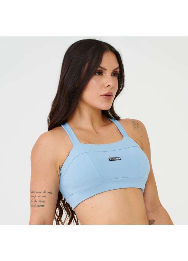 Donna Carioca - Top Faixa com Recortes Azul Céu Poliamida com Bojo Azul 3