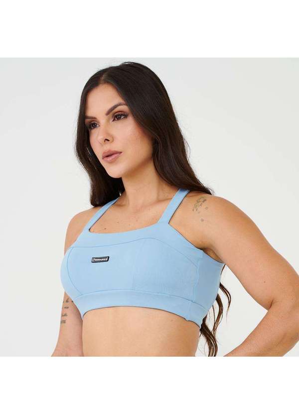 Donna Carioca - Top Faixa com Recortes Azul Céu Poliamida com Bojo Azul 4