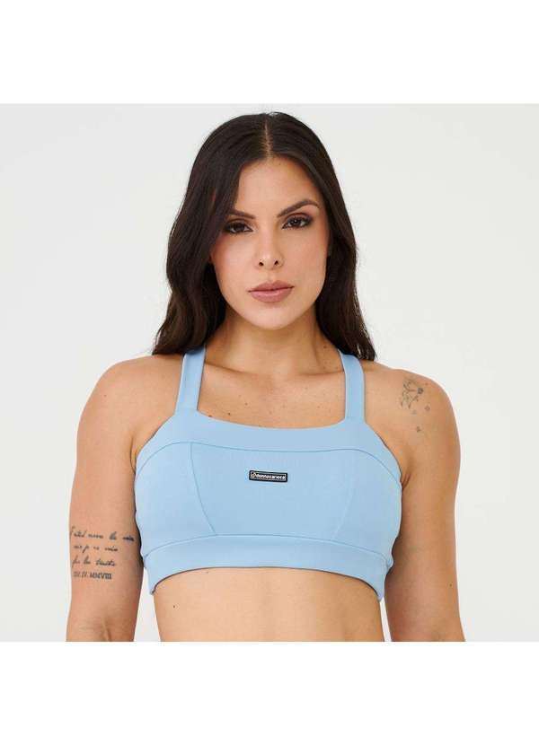 Donna Carioca - Top Faixa com Recortes Azul Céu Poliamida com Bojo Azul 5