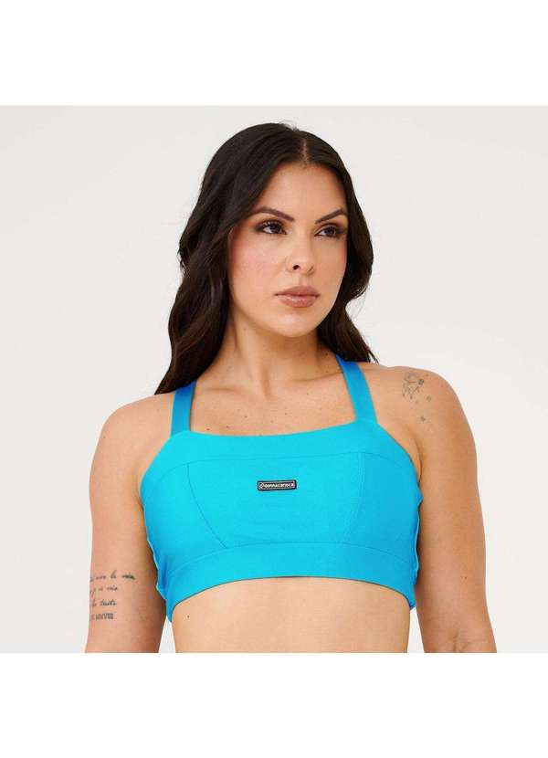 Donna Carioca - Top Faixa com Recortes Azul Skyblue com Bojo Azul