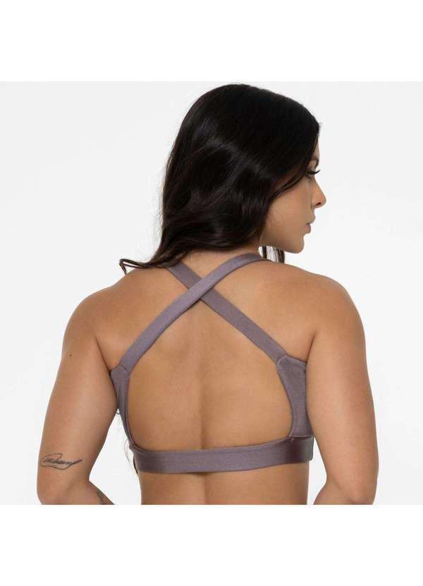 Donna Carioca - Top Faixa com Recortes Cáqui Alquimia Platinado com Bojo Cinza 2