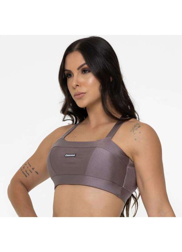 Donna Carioca - Top Faixa com Recortes Cáqui Alquimia Platinado com Bojo Cinza 4