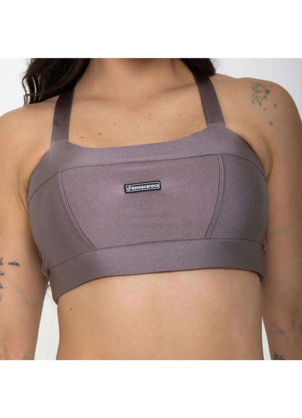 Donna Carioca - Top Faixa com Recortes Cáqui Alquimia Platinado com Bojo Cinza 5