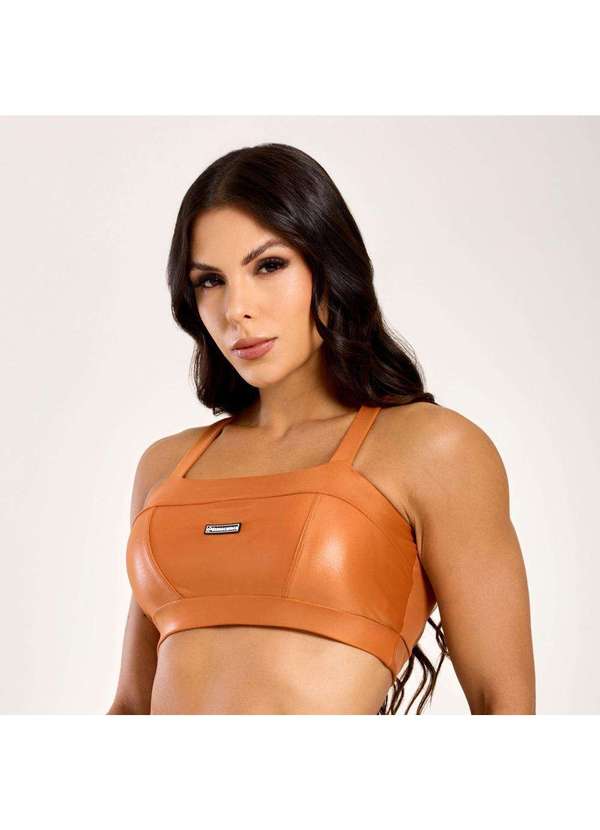 Donna Carioca - Top Faixa com Recortes Caramelo em Cirrê Marrom 3