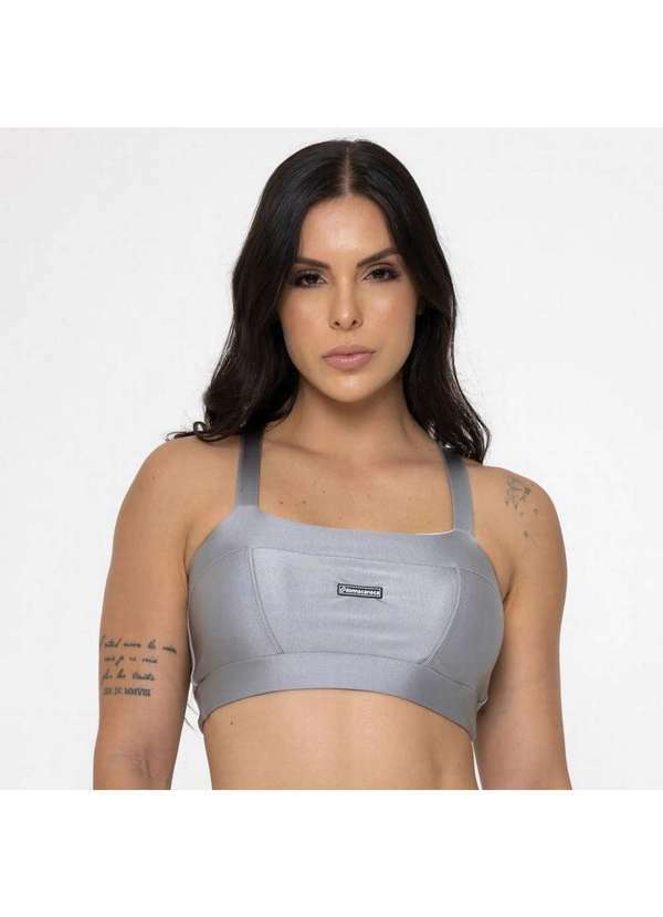 Donna Carioca - Top Faixa com Recortes Cinza Clean Tecido Platinado Cinza