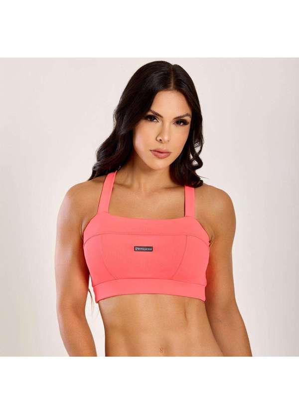 Donna Carioca - Top Faixa com Recortes Coral Clip Poliamida com Bojo Laranja