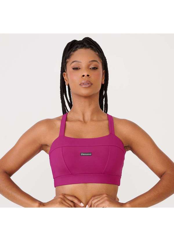 Donna Carioca - Top Faixa com Recortes Hot Pink Poliamida com Bojo Rosa