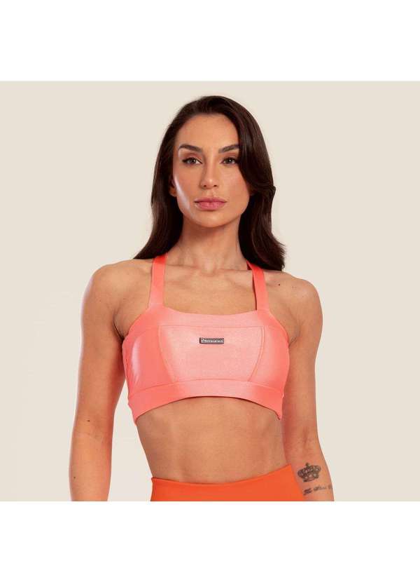 Donna Carioca - Top Faixa com Recortes Laranja Juice Platinado com Bojo Laranja