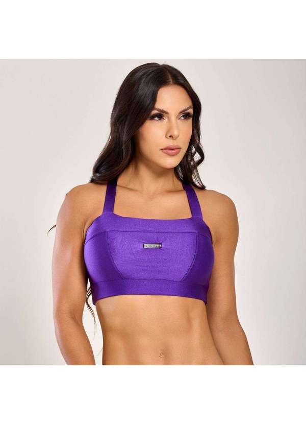 Donna Carioca - Top Faixa com Recortes Lilás Grape Platinado com Bojo Roxo