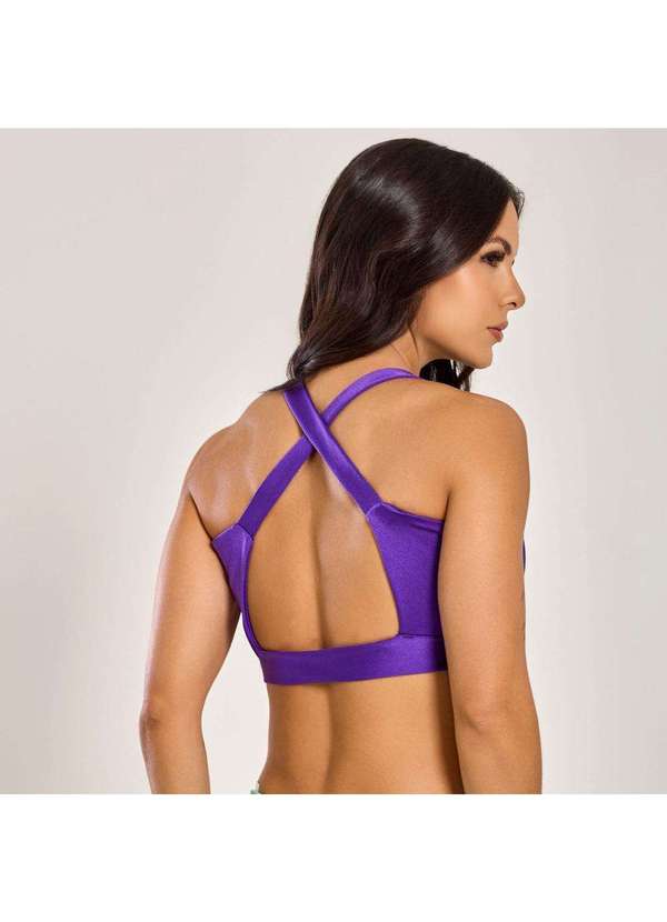 Donna Carioca - Top Faixa com Recortes Lilás Grape Platinado com Bojo Roxo 2