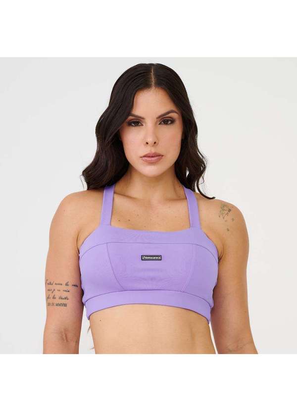 Donna Carioca - Top Faixa com Recortes Lilás Lavender Poliamida com Bojo Lilás 1