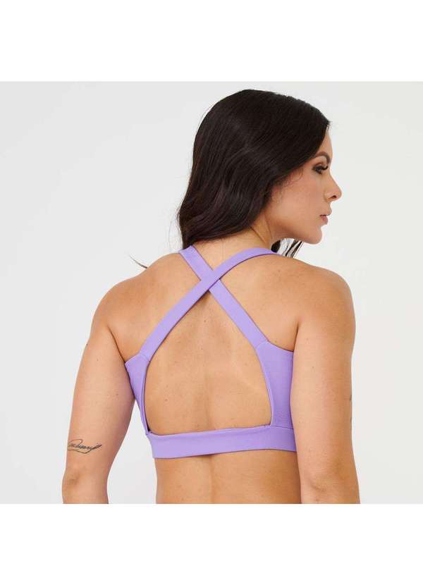 Donna Carioca - Top Faixa com Recortes Lilás Lavender Poliamida com Bojo Lilás 2