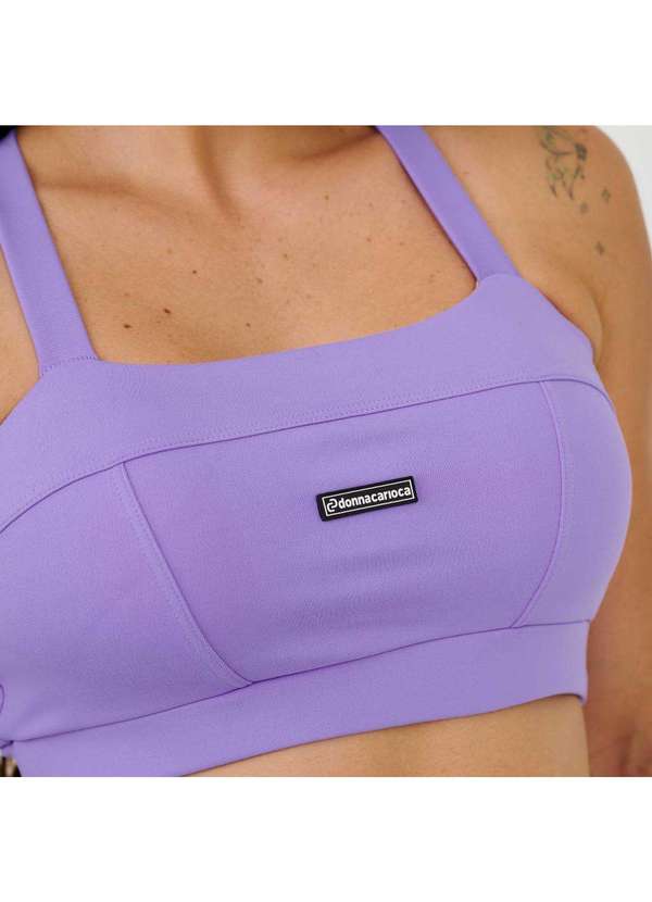 Donna Carioca - Top Faixa com Recortes Lilás Lavender Poliamida com Bojo Lilás 3