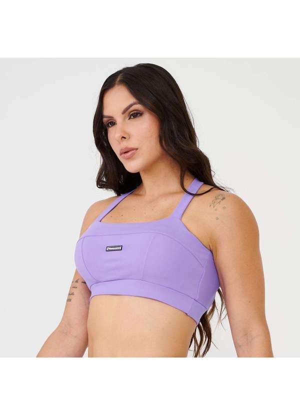 Donna Carioca - Top Faixa com Recortes Lilás Lavender Poliamida com Bojo Lilás 4