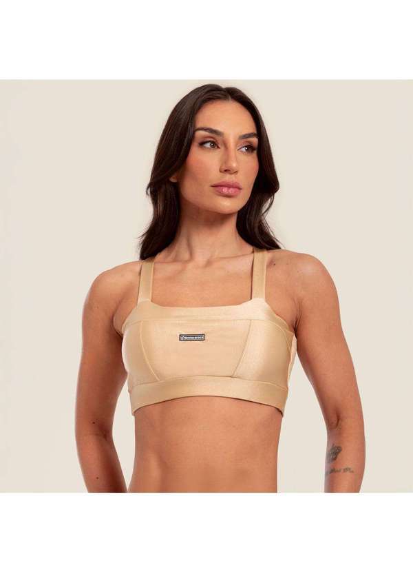 Donna Carioca - Top Faixa com Recortes Nude Ivory Platinado com Bojo Nude