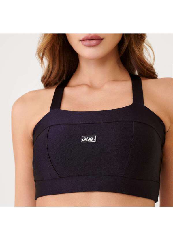 Donna Carioca - Top Faixa com Recortes Preto Platinado com Bojo Preto 3