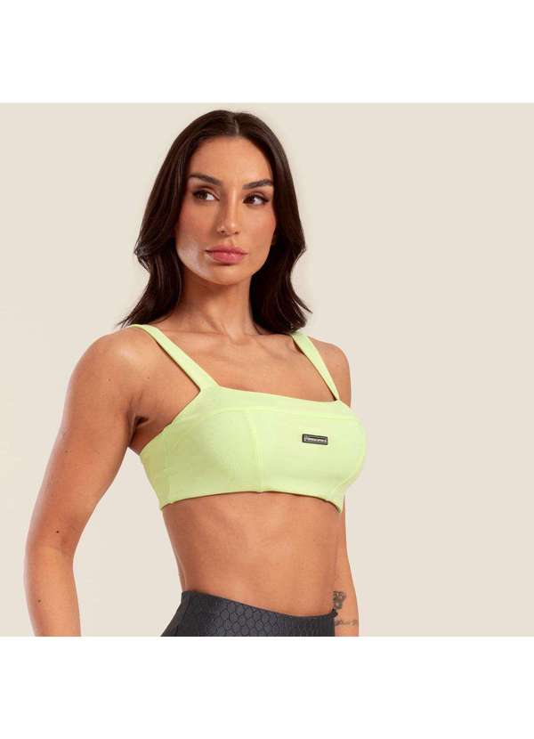 Donna Carioca - Top Faixa com Recortes sem Cós Toque de Lima Poliamida com Bojo Verde 4