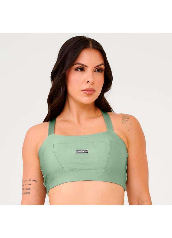 Donna Carioca - Top Faixa com Recortes Verde Fluor Platinado com Bojo Verde