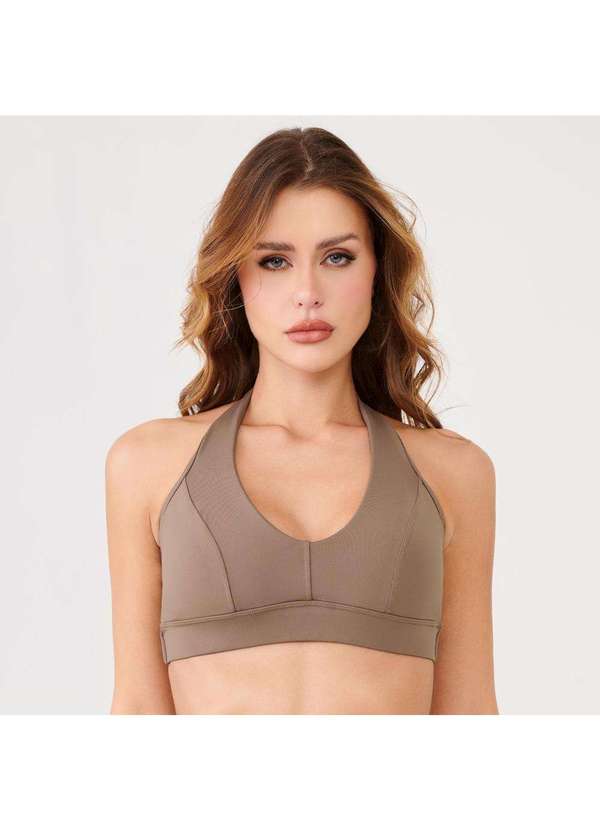 Donna Carioca - Top Frente Única Castanho Poliamida com Bojo Marrom