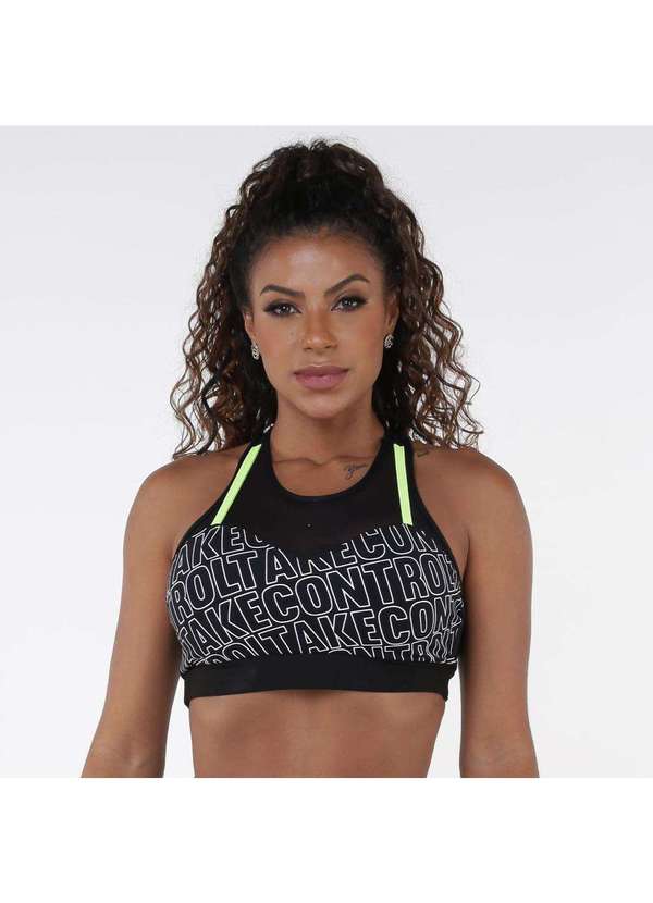 Donna Carioca - Top Sportive Preto Poliamida com Bojo Preto