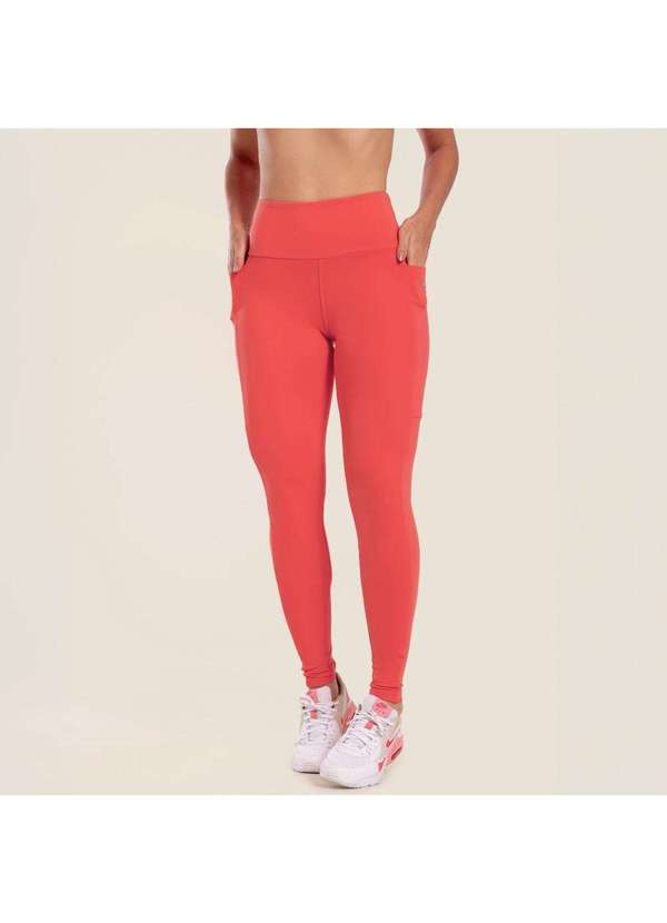 Donna Carioca - Legging Essential Flower Coral Poliamida com Bolso Laranja 3
