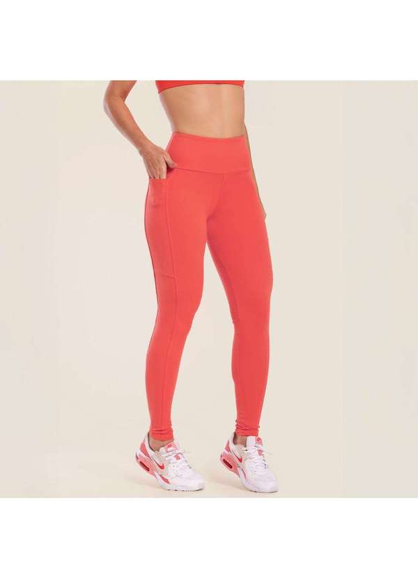 Donna Carioca - Legging Essential Flower Coral Poliamida com Bolso Laranja 4
