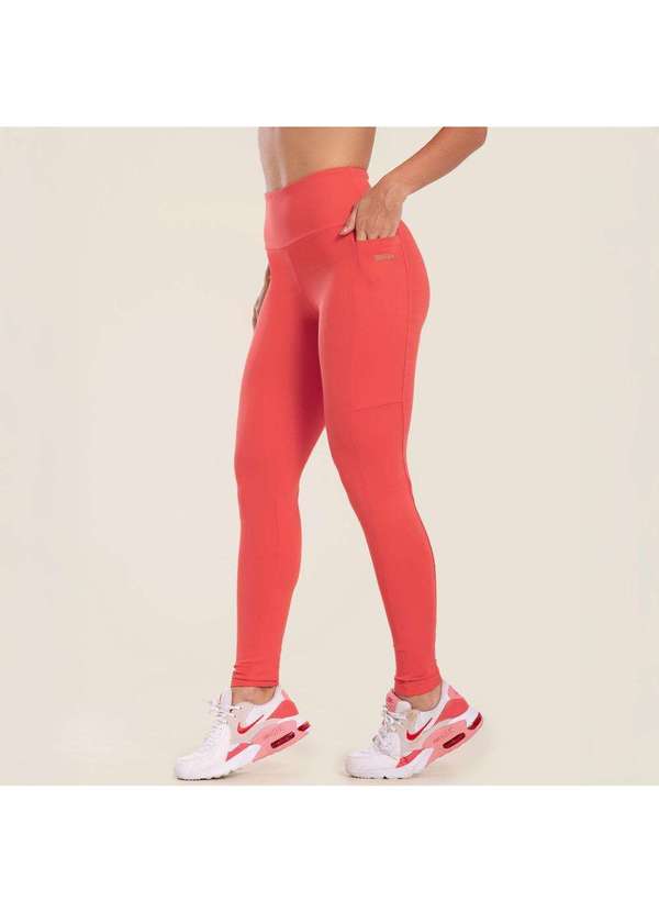 Donna Carioca - Legging Essential Flower Coral Poliamida com Bolso Laranja 5