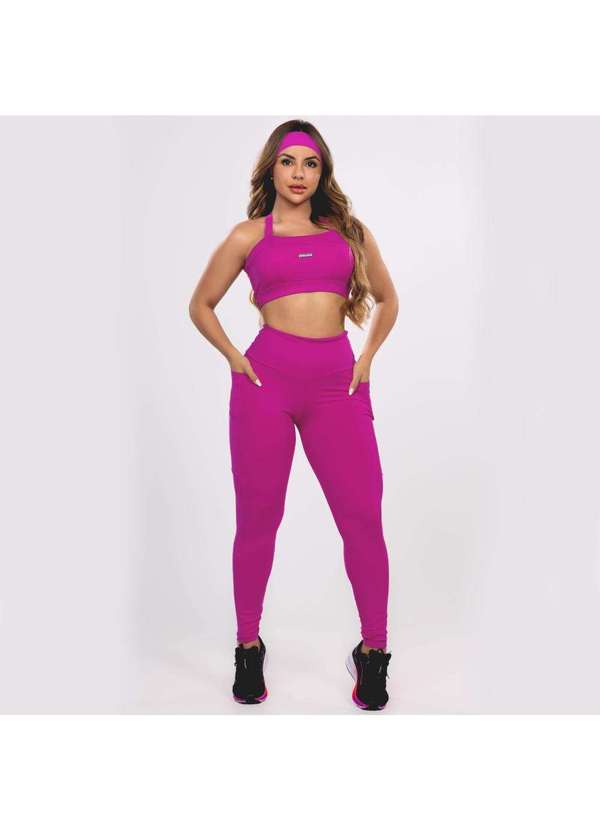 Donna Carioca - Legging Essential Hot Pink Poliamida com Bolso Rosa 4
