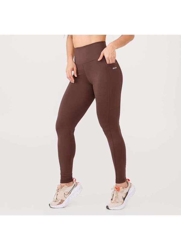 Donna Carioca - Legging Essential Marrom Chocolamore Poliamida com Bolso Marrom