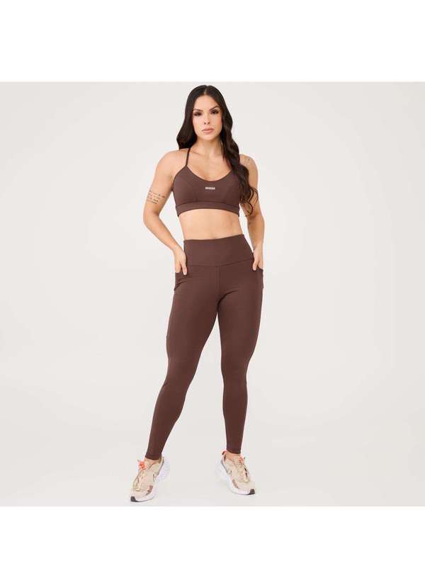 Donna Carioca - Legging Essential Marrom Chocolamore Poliamida com Bolso Marrom 5