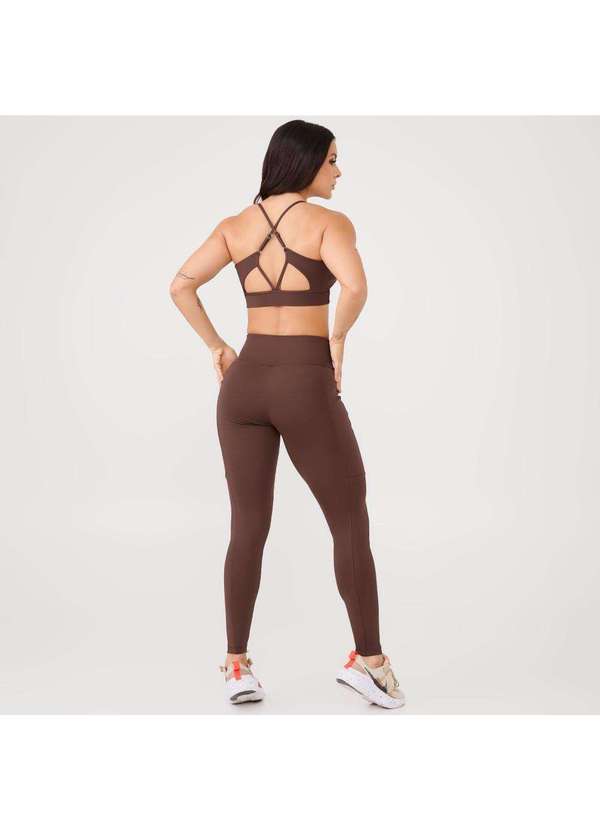 Donna Carioca - Legging Essential Marrom Chocolamore Poliamida com Bolso Marrom 6