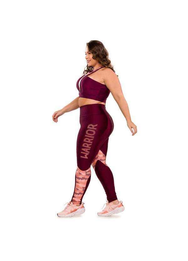 Donna Carioca - Legging Warrior Platinado com Estampa Emborrachada Vinho 10