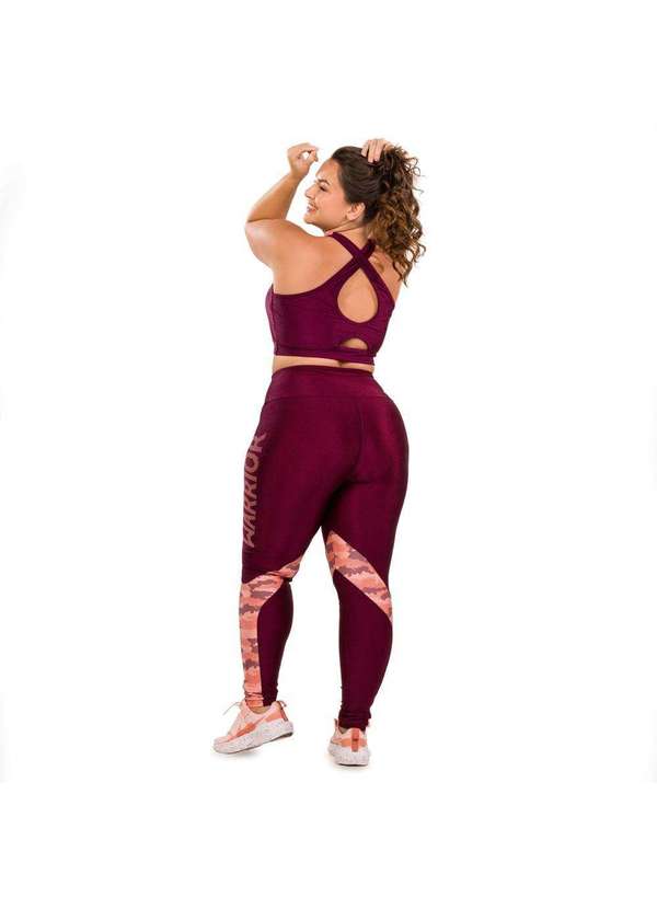 Donna Carioca - Legging Warrior Platinado com Estampa Emborrachada Vinho 11