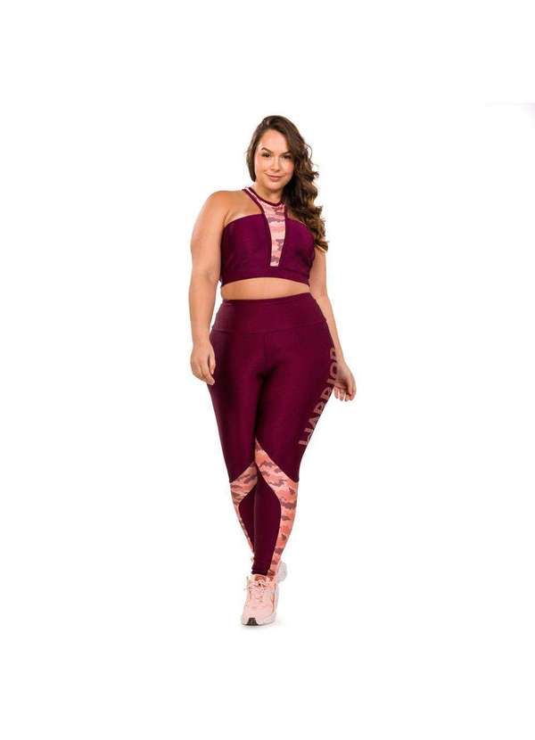 Donna Carioca - Legging Warrior Platinado com Estampa Emborrachada Vinho 12