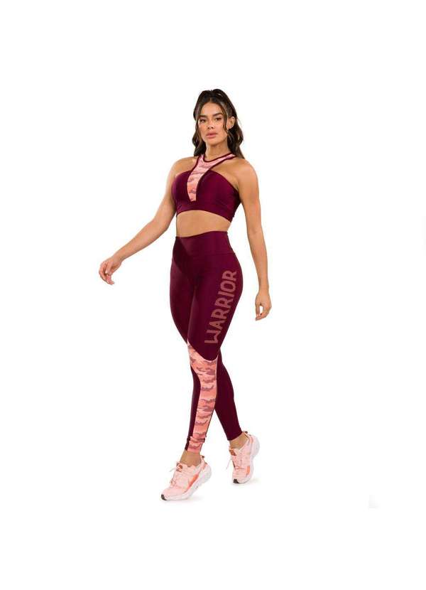 Donna Carioca - Legging Warrior Platinado com Estampa Emborrachada Vinho 7
