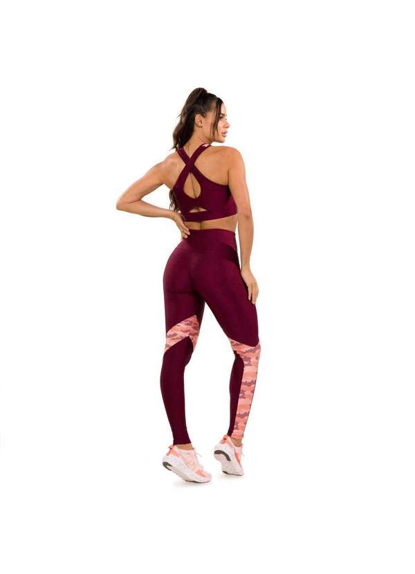Donna Carioca - Legging Warrior Platinado com Estampa Emborrachada Vinho 8