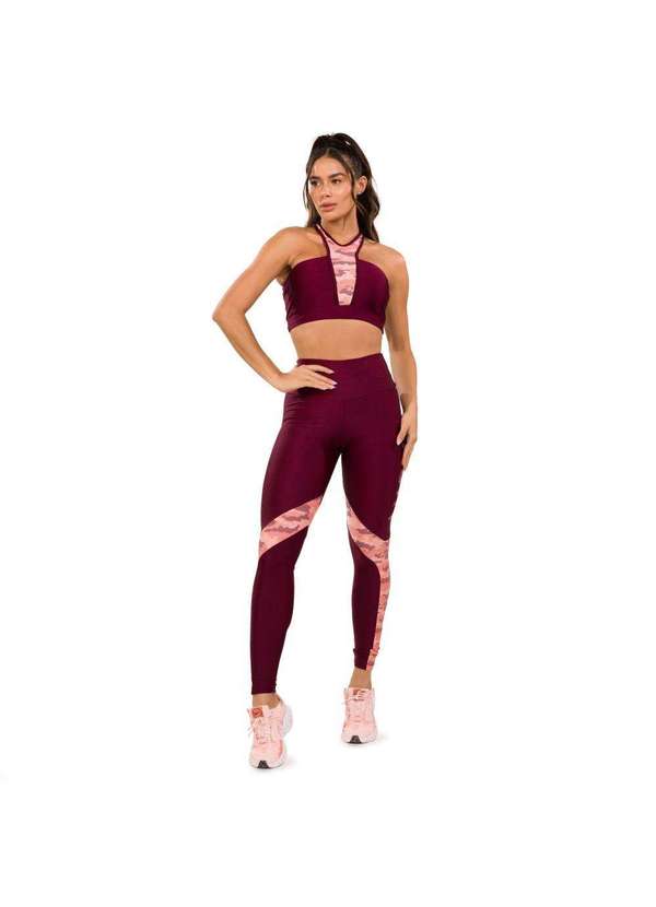 Donna Carioca - Legging Warrior Platinado com Estampa Emborrachada Vinho 9