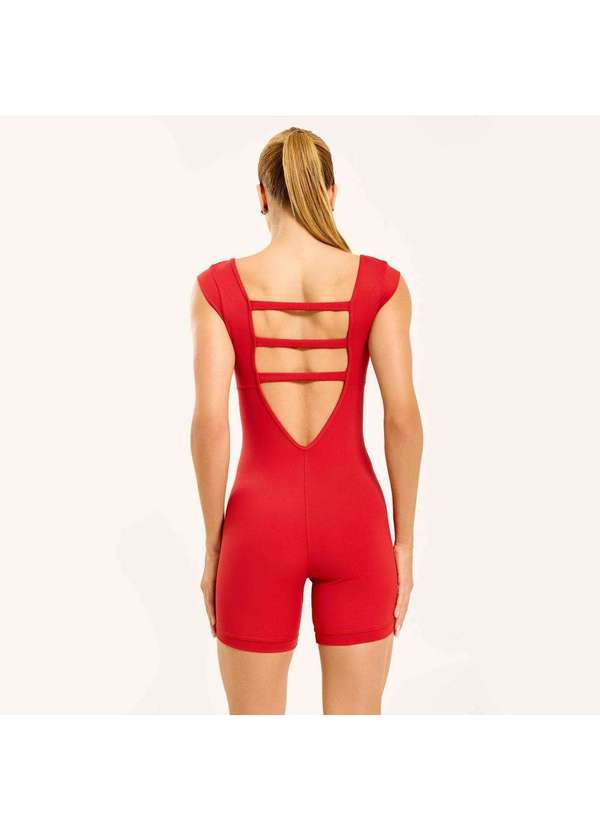 Donna Carioca - Macaquinho Arouse Vermelho Dedo de Moça Poliamida com Bojo Vermelho