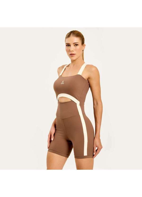 Donna Carioca - Macaquinho Cover Castanho Capucine Poliamida com Bojo Marrom