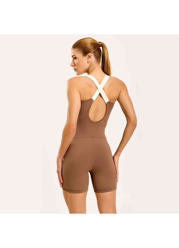 Donna Carioca - Macaquinho Cover Castanho Capucine Poliamida com Bojo Marrom 2