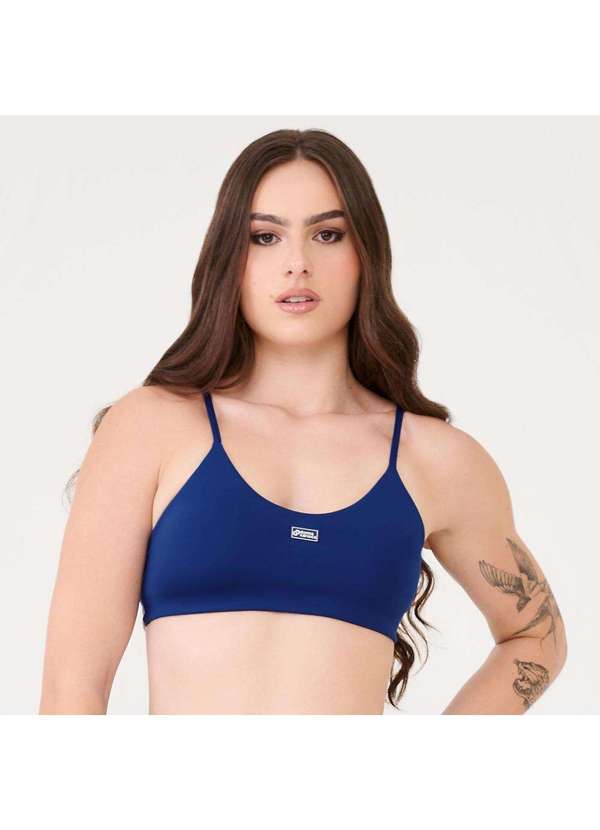 Donna Carioca - Top Básico Marinho Danúbio Poliamida com Bojo e Regulador Azul