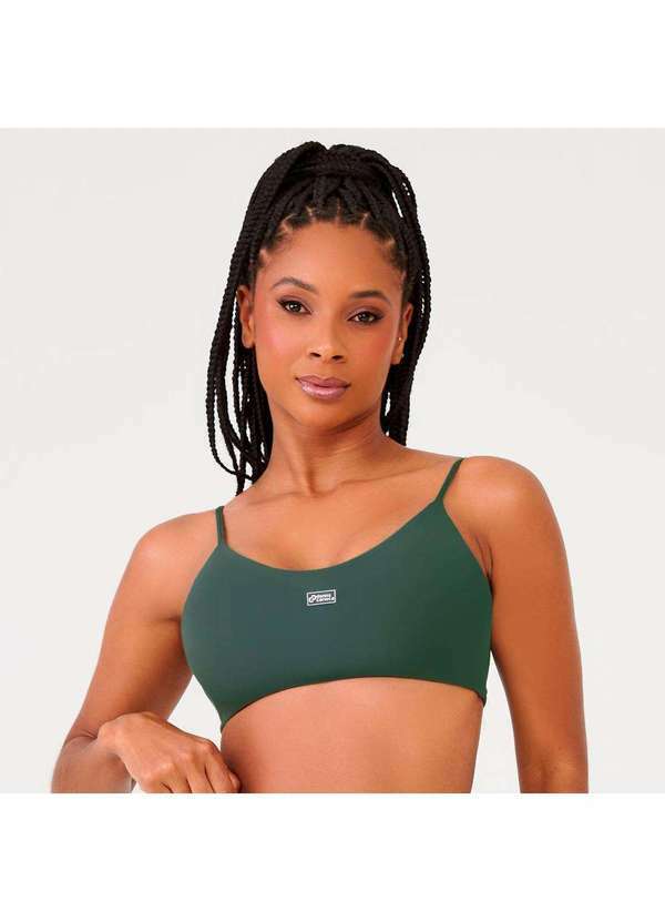 Donna Carioca - Top Básico Verde Tundra Poliamida com Bojo e Regulador Verde